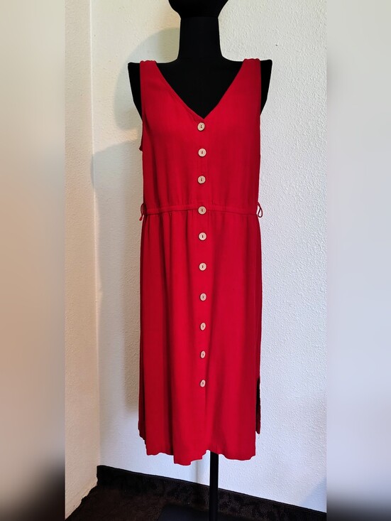 Universal Thread Dresses & Skirts - Universal Thread Red Button-Front Sleeveless Midi Dress Slit Sides Women Large